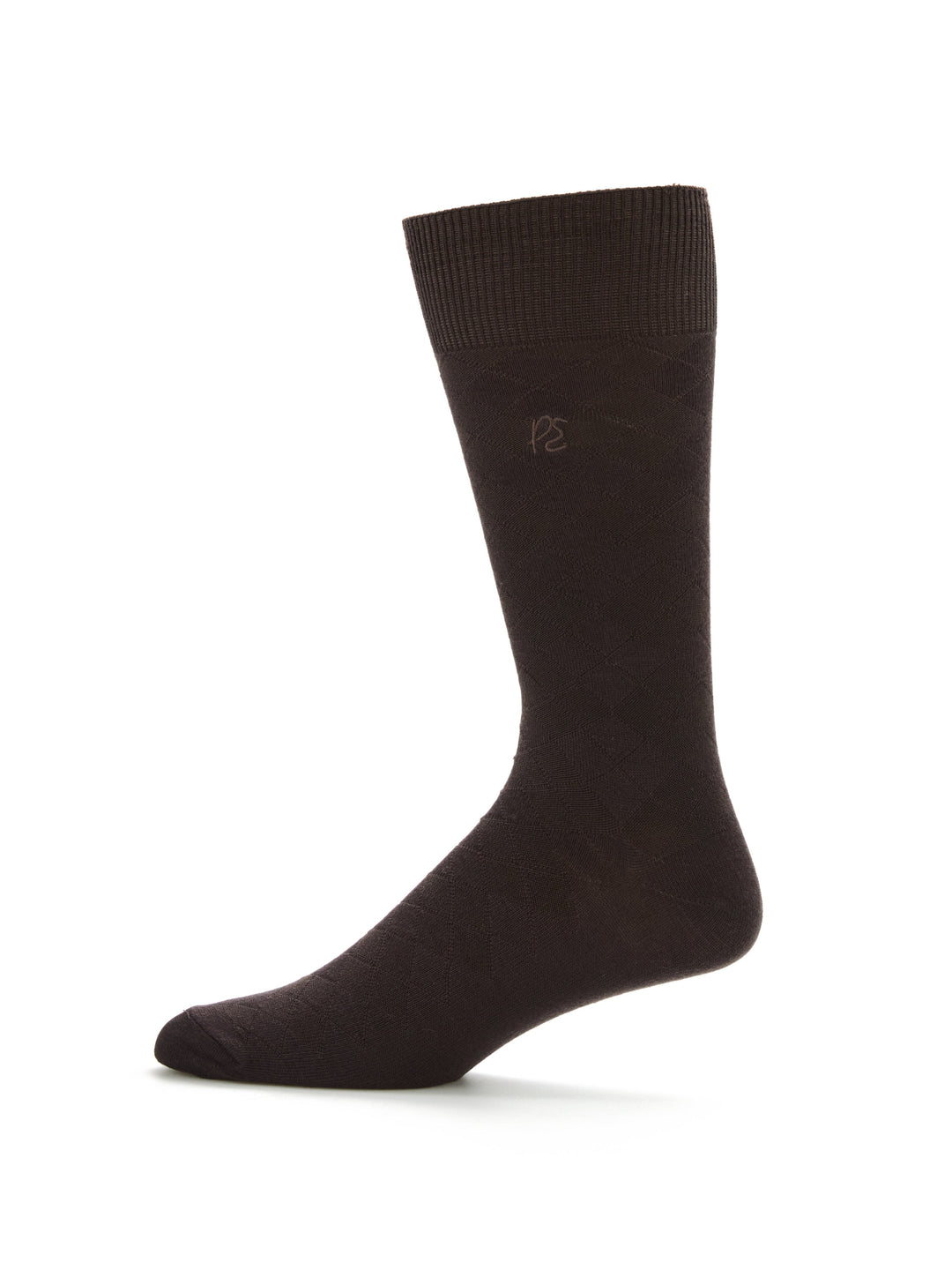 Textured Argyle Logo Crew Socks (Chocolate Torte) 