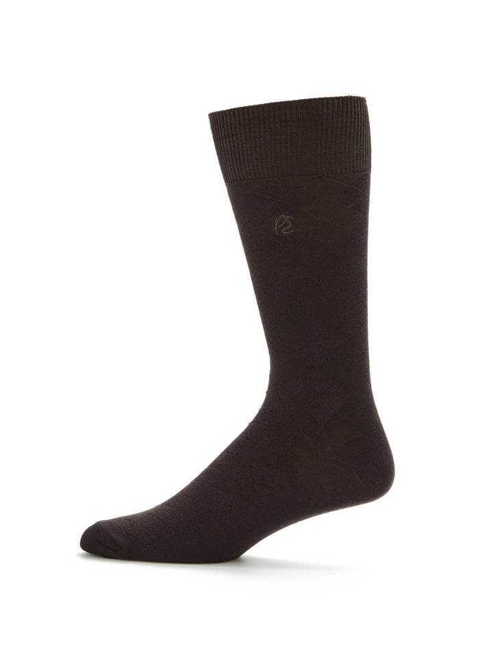 Textured Argyle Logo Crew Socks (Chocolate Torte) 