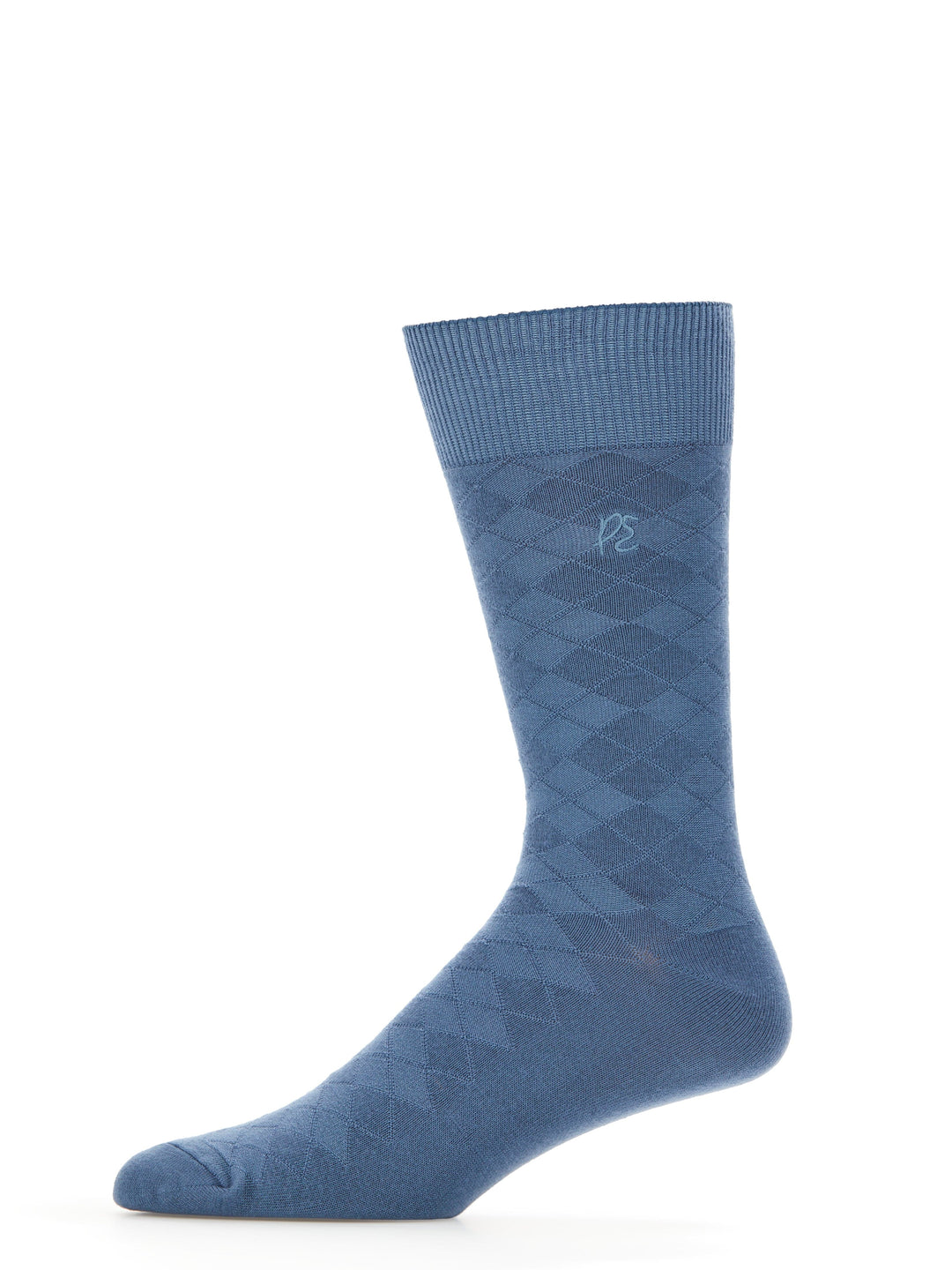 Textured Argyle Logo Crew Socks (Coronet Blue) 