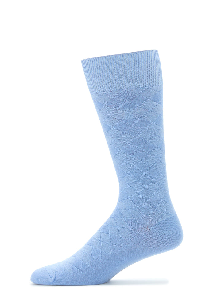 Textured Argyle Logo Crew Socks (Della Robia Blue) 
