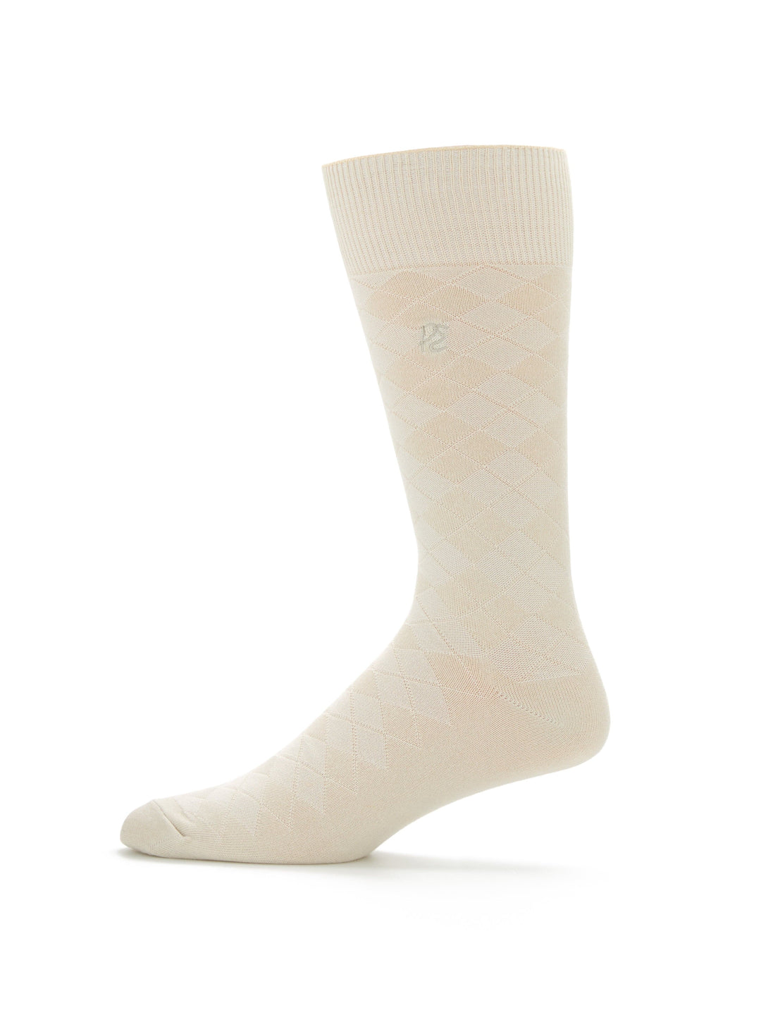 Textured Argyle Logo Crew Socks (Silver Birch) 