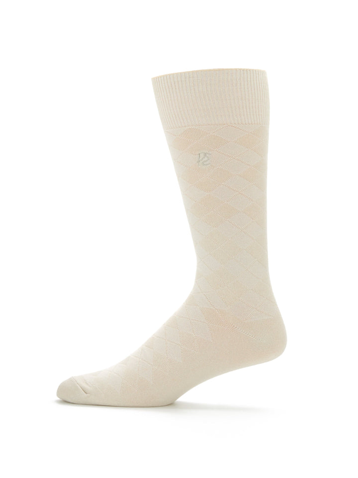 Textured Argyle Logo Crew Socks (Silver Birch) 