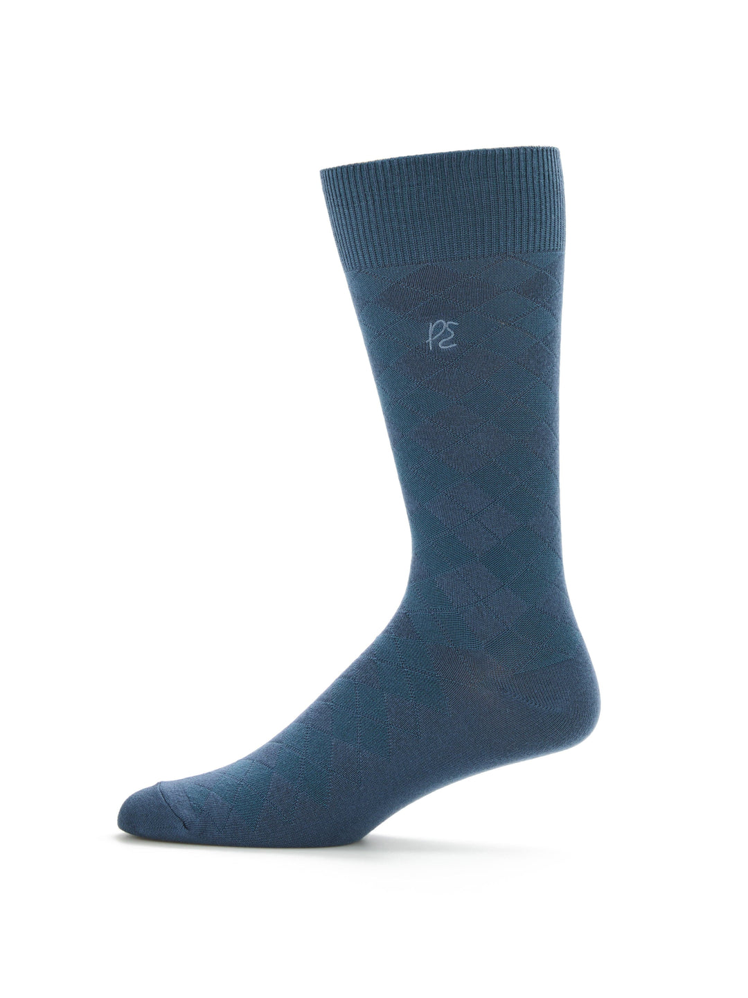 Textured Argyle Logo Crew Socks (Vintage Indigo) 
