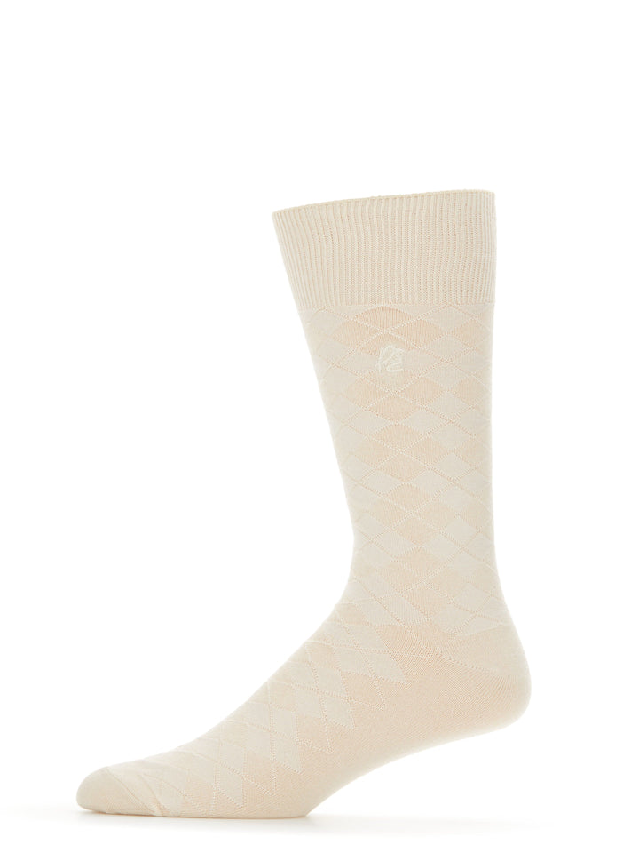Textured Argyle Logo Crew Socks (Whitecap Gray) 