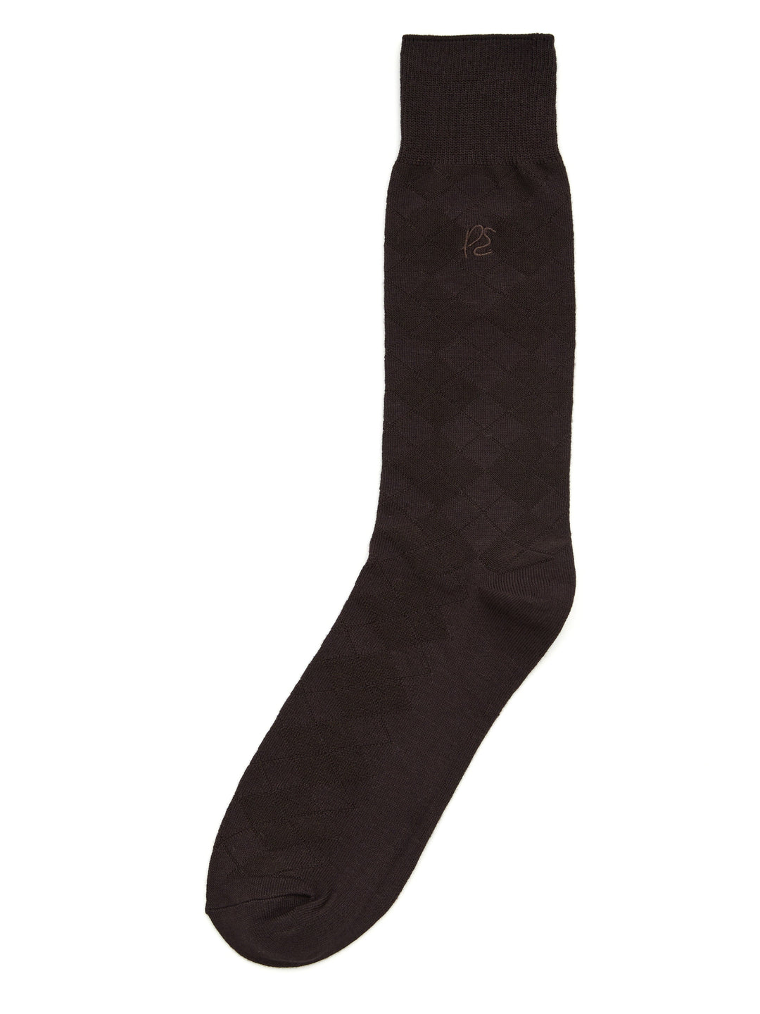 Textured Argyle Logo Crew Socks (Chocolate Torte) 