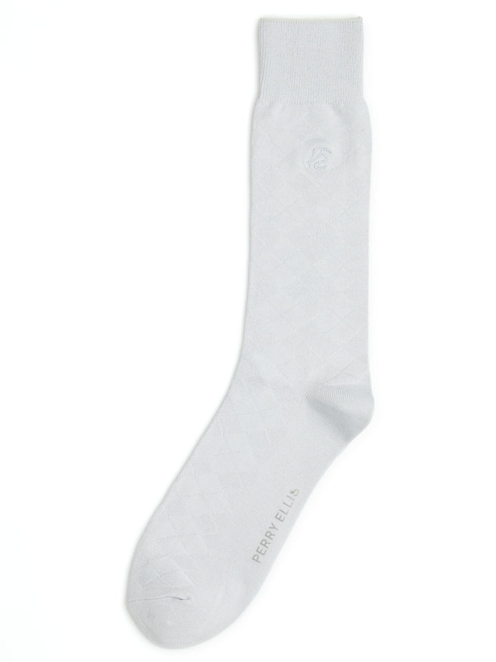 Textured Argyle Logo Crew Socks (Arctic Ice) 