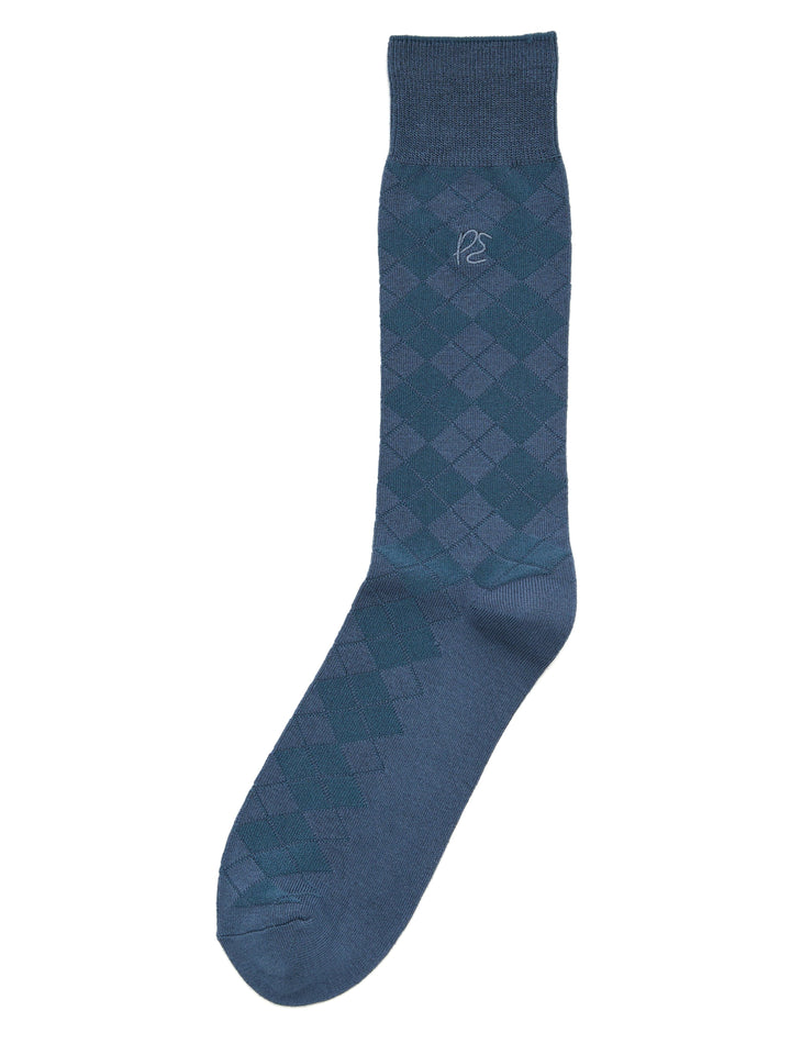 Textured Argyle Logo Crew Socks (Vintage Indigo)