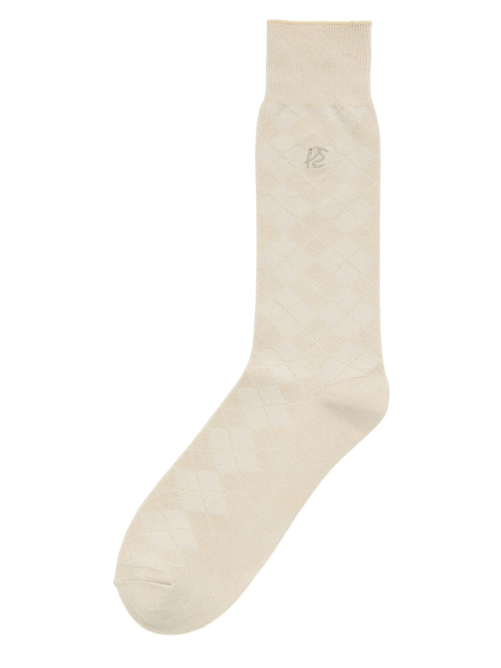 Textured Argyle Logo Crew Socks (Silver Birch) 