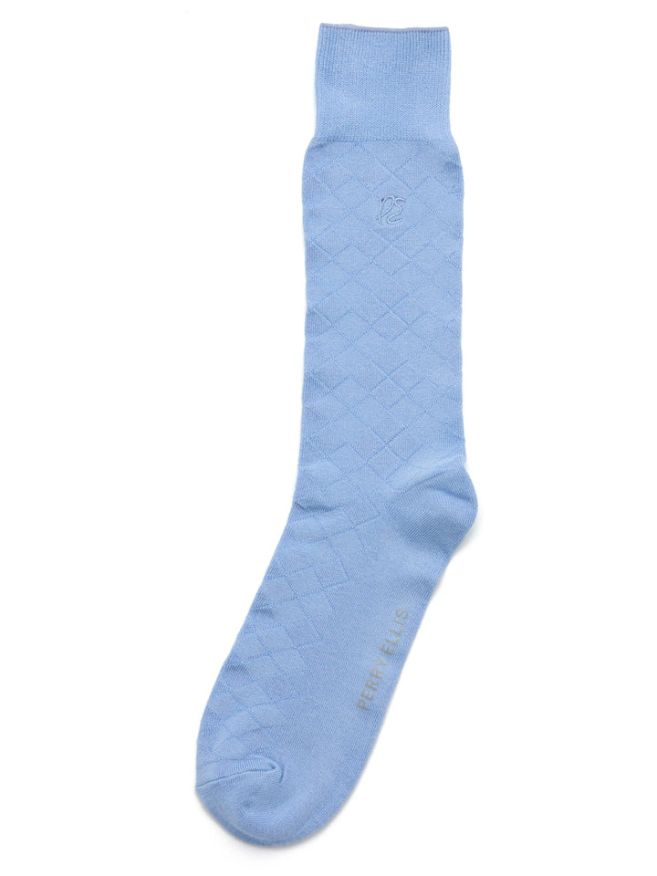 Textured Argyle Logo Crew Socks (Della Robia Blue) 