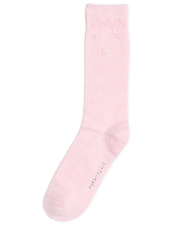 Textured Argyle Logo Crew Socks (Cherry Blossom) 