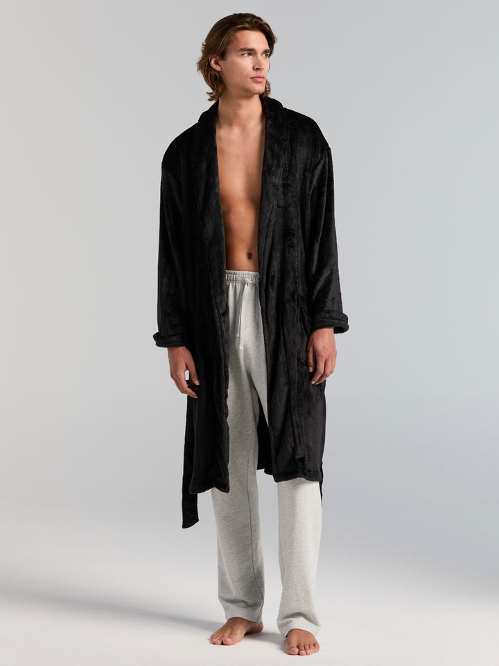 Fleece Herringbone Robe (Black Beauty) 