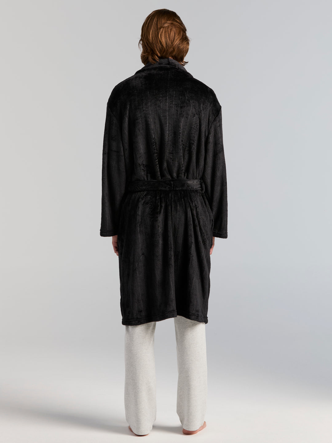 Fleece Herringbone Robe (Black Beauty) 