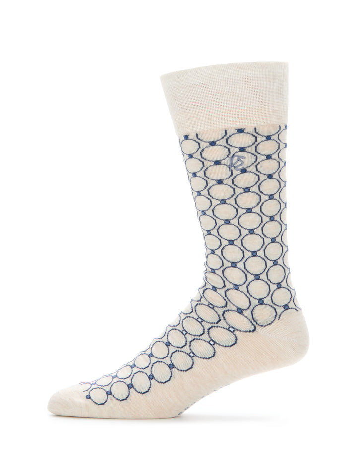 Men's Medallion Pattern Socks (Cream Heather) 