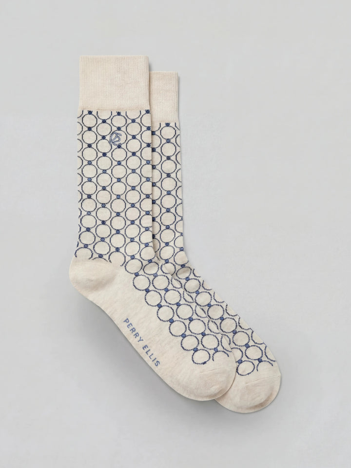 Men's Medallion Pattern Socks (Cream Heather) 