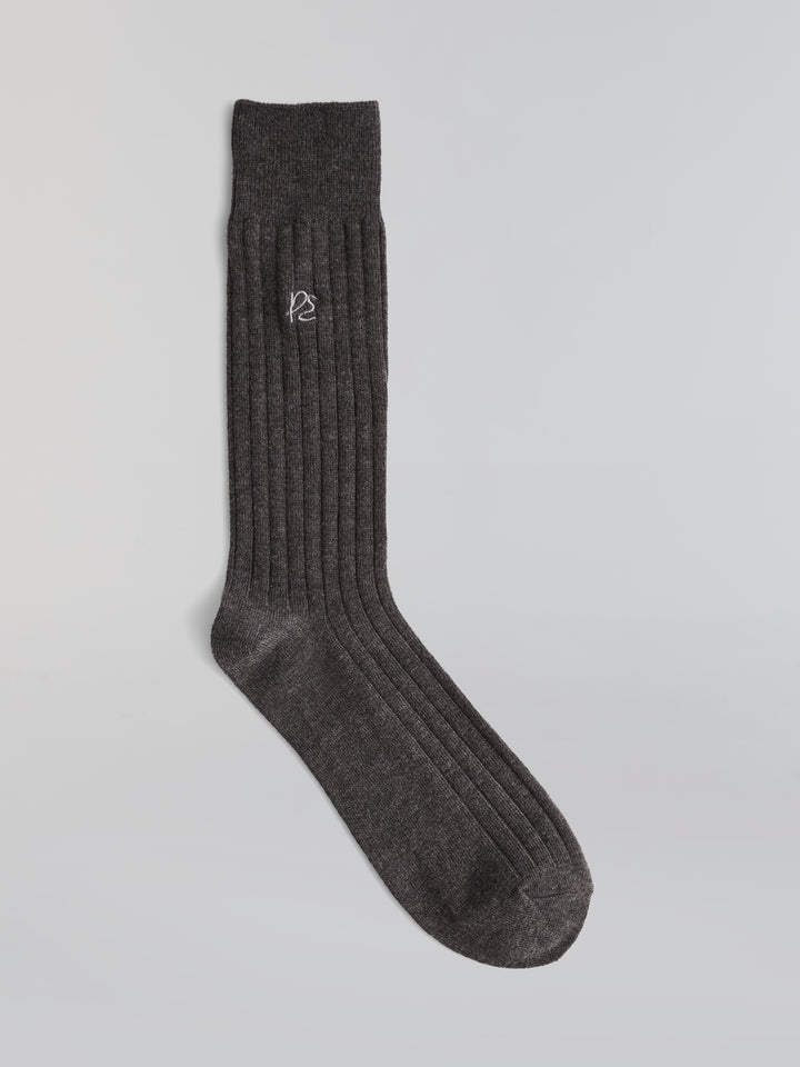 Merino Wool Blend Patterned Socks (Med Chrl Htr) 