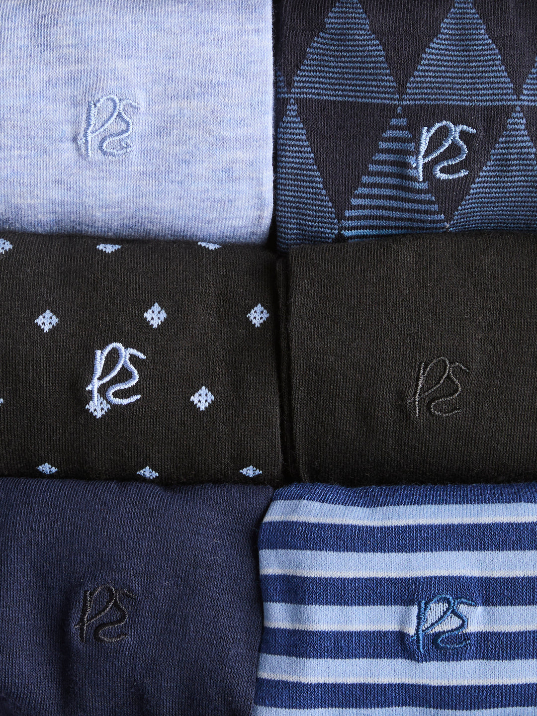 Patterned Dress Socks 6-Pack (Blue Mix Black) 