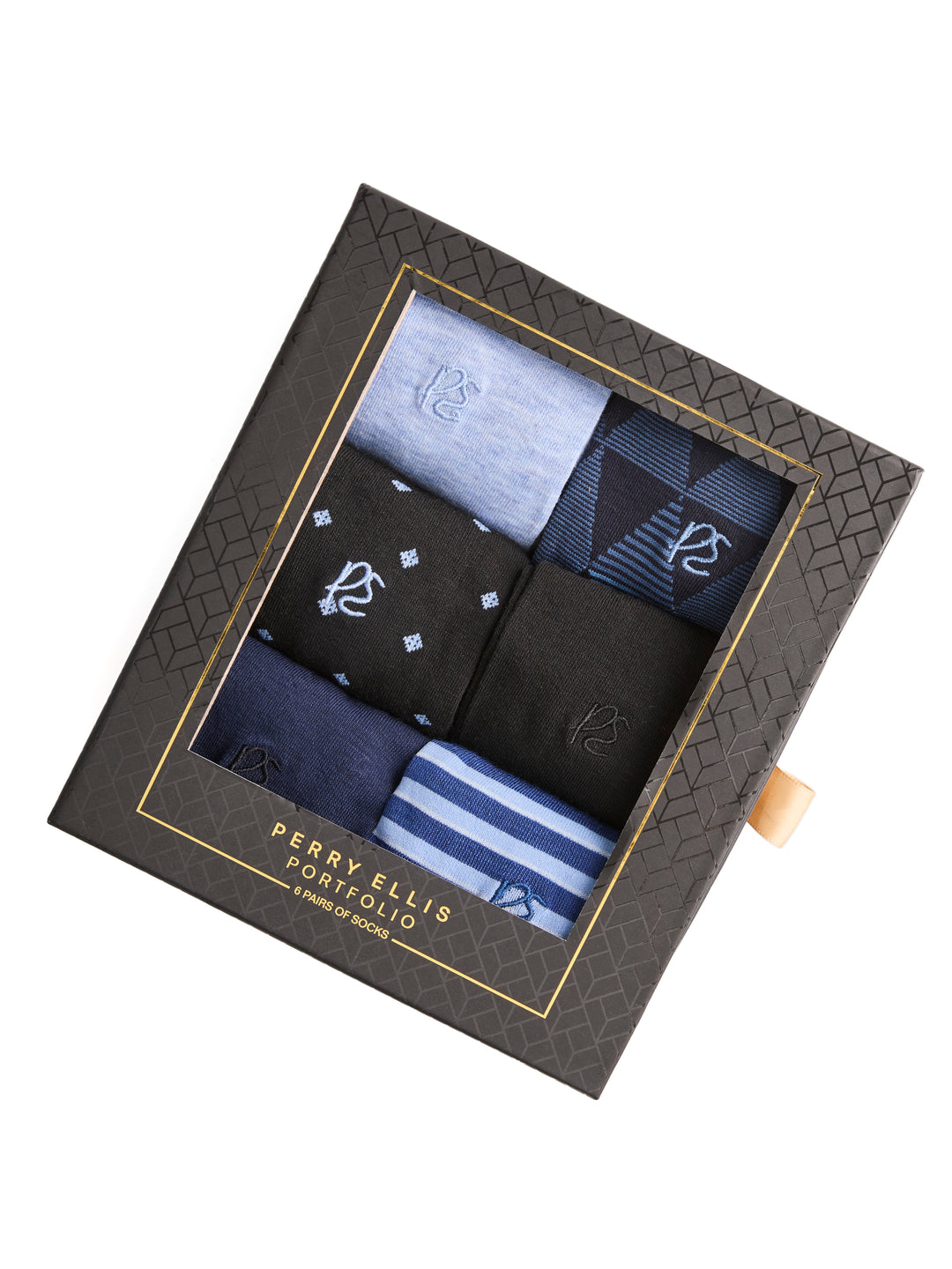 Patterned Dress Socks 6-Pack (Blue Mix Black) 