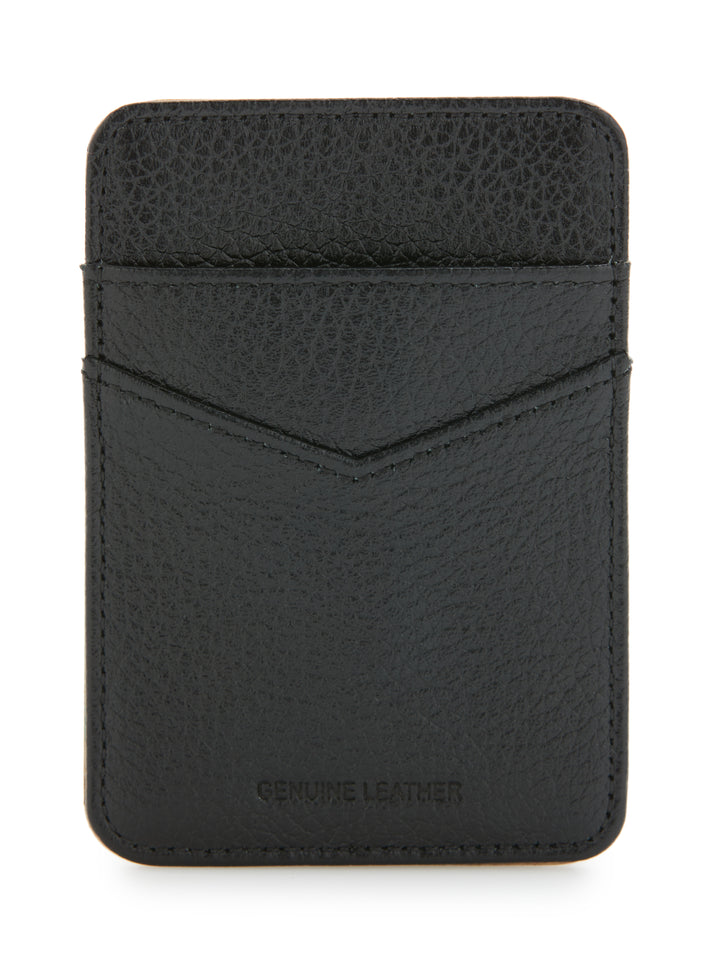 Pebble Leather Phone Card Holder (Blk) 