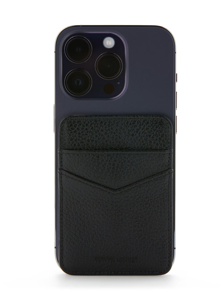 Pebble Leather Phone Card Holder (Blk) 