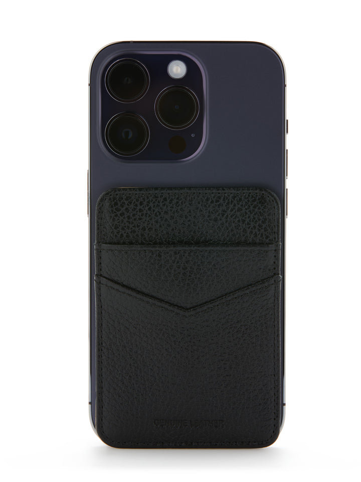 Pebble Leather Phone Card Holder (Blk) 
