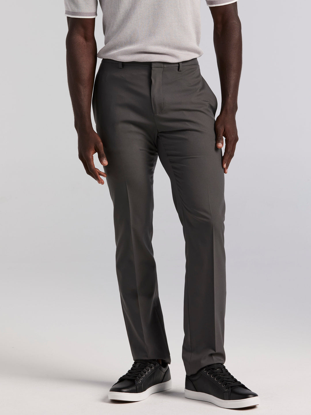 Slim Fit Solid Flat Front Pant (Asphalt) 