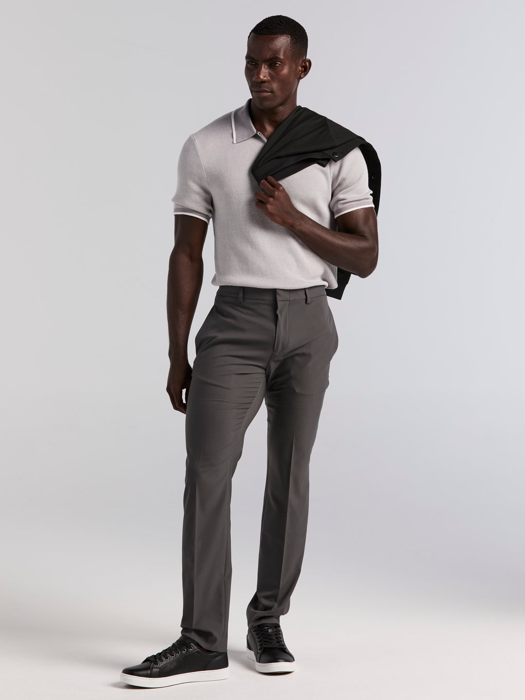 Slim Fit Solid Flat Front Pant (Asphalt) 