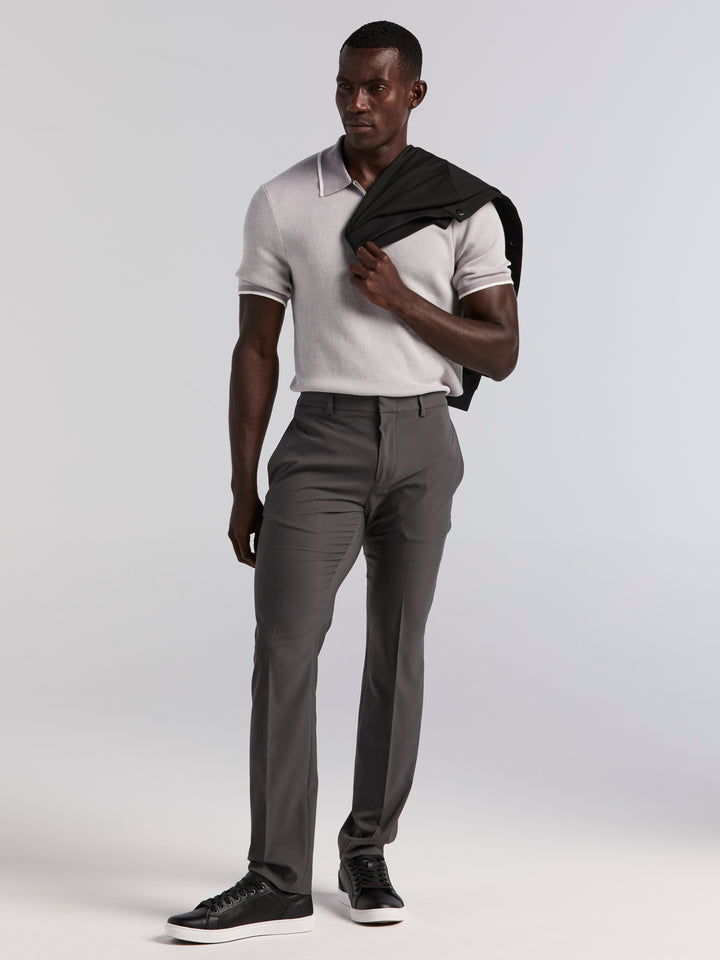 Slim Fit Solid Flat Front Pant (Asphalt) 