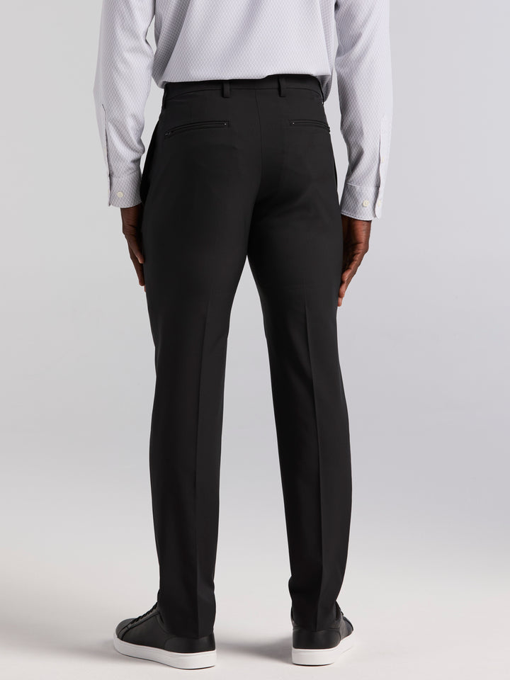 Slim Fit Solid Flat Front Pant (Black) 