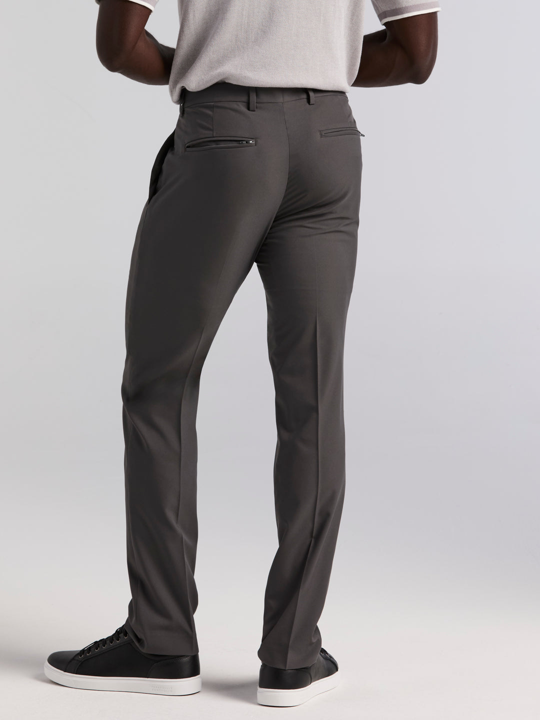 Slim Fit Solid Flat Front Pant (Asphalt) 