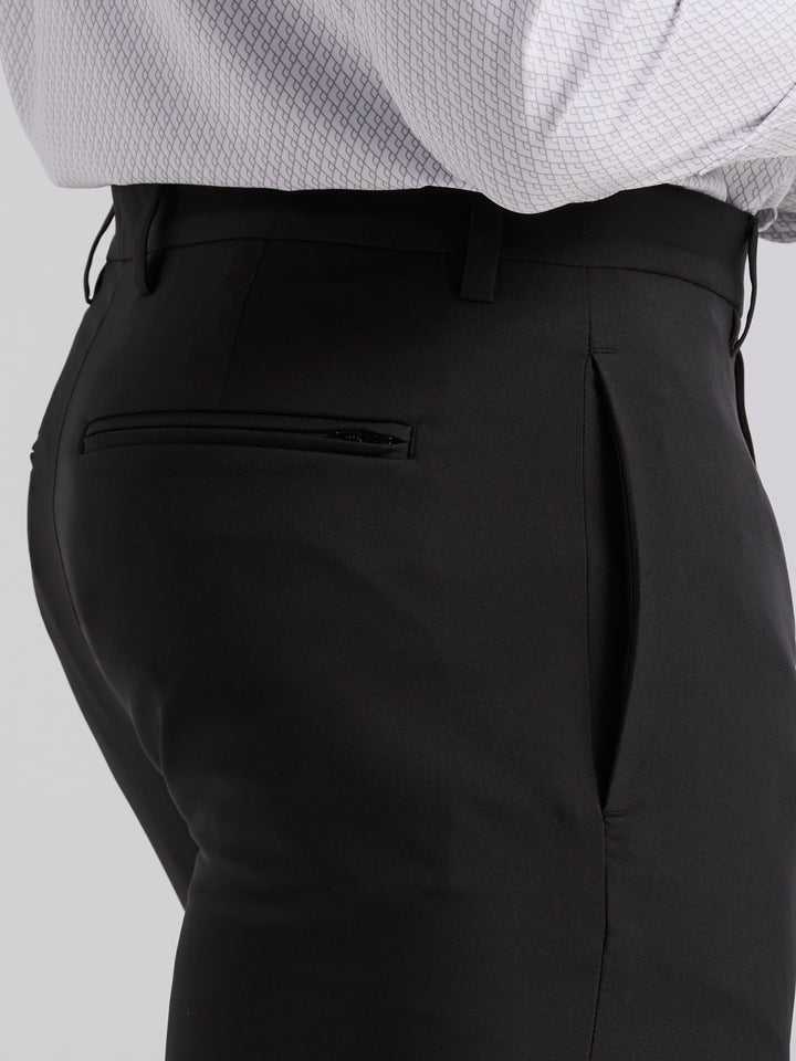 Slim Fit Solid Flat Front Pant (Black) 