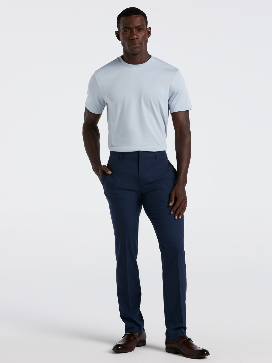 Perry Ellis Men's Slim Fit Tech Portfolio Dress Pants - Blue