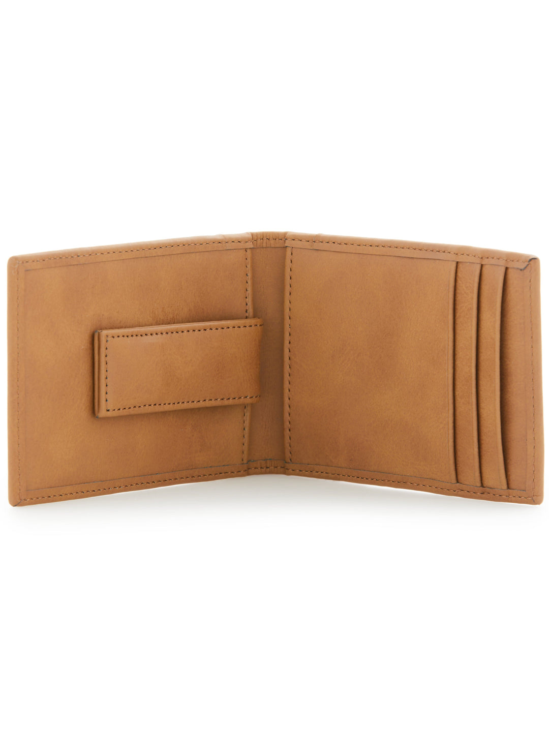 Tan Leather Money Clip Wallet (Tan) 