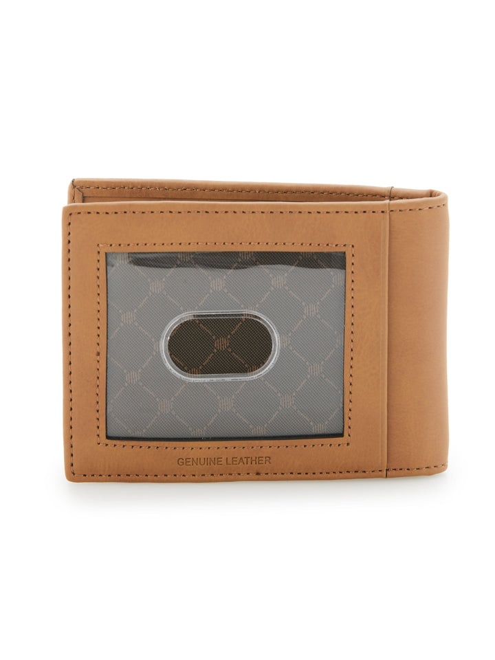 Tan Leather Money Clip Wallet (Tan) 