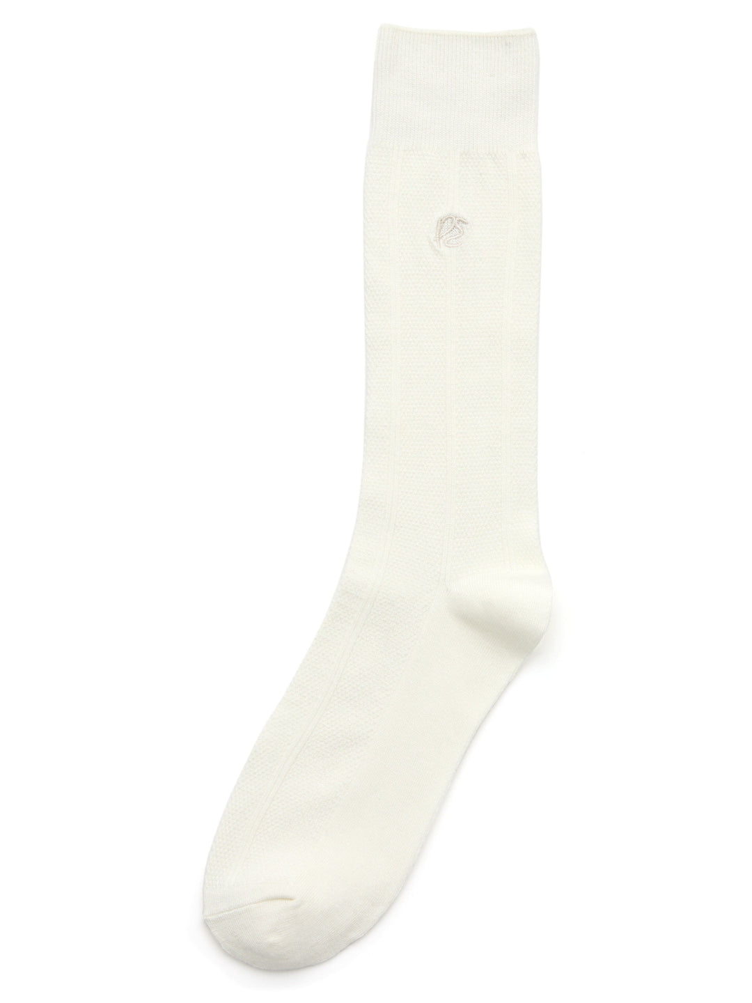 Textured Stitch Logo Socks (Egret) 
