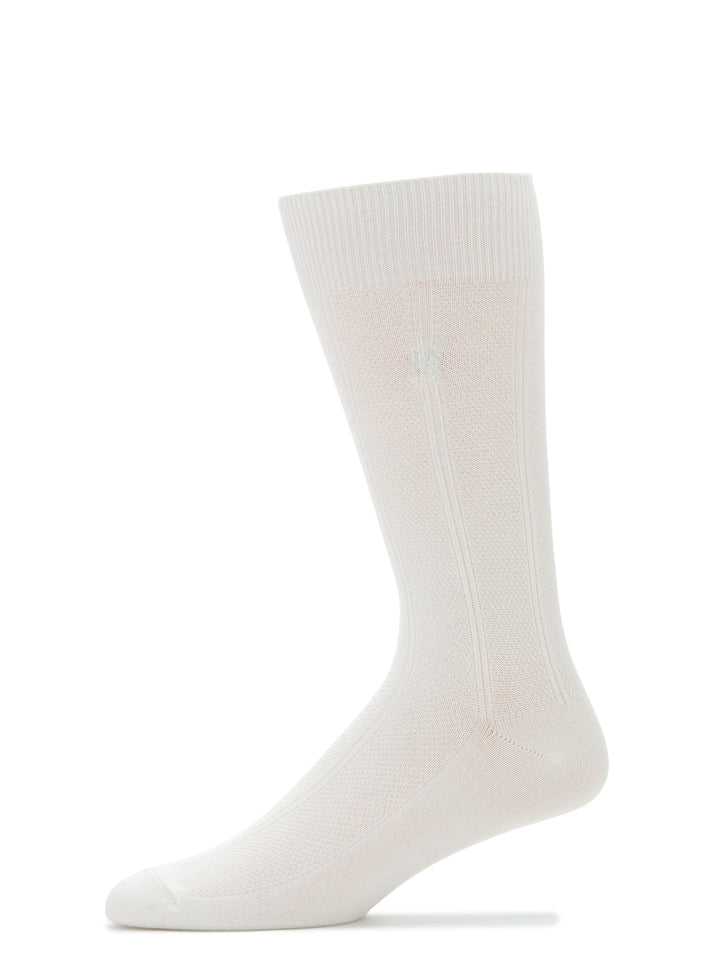 Textured Stitch Logo Socks (Egret) 