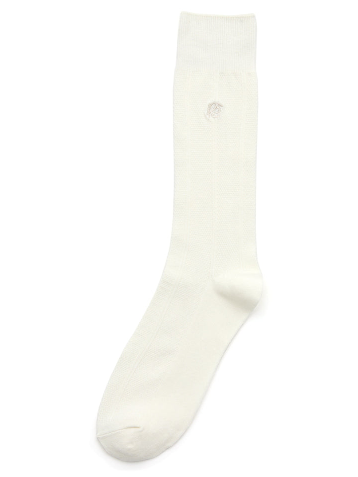 Textured Stitch Logo Socks (Egret) 
