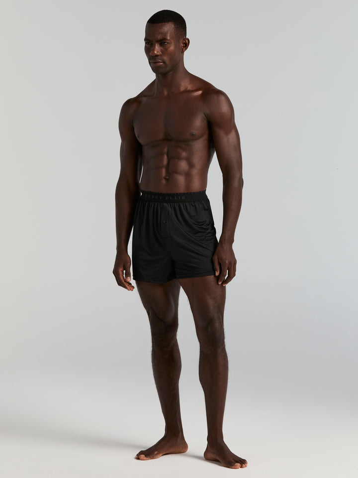 3 Pack All Black Boxer Short (Black) 