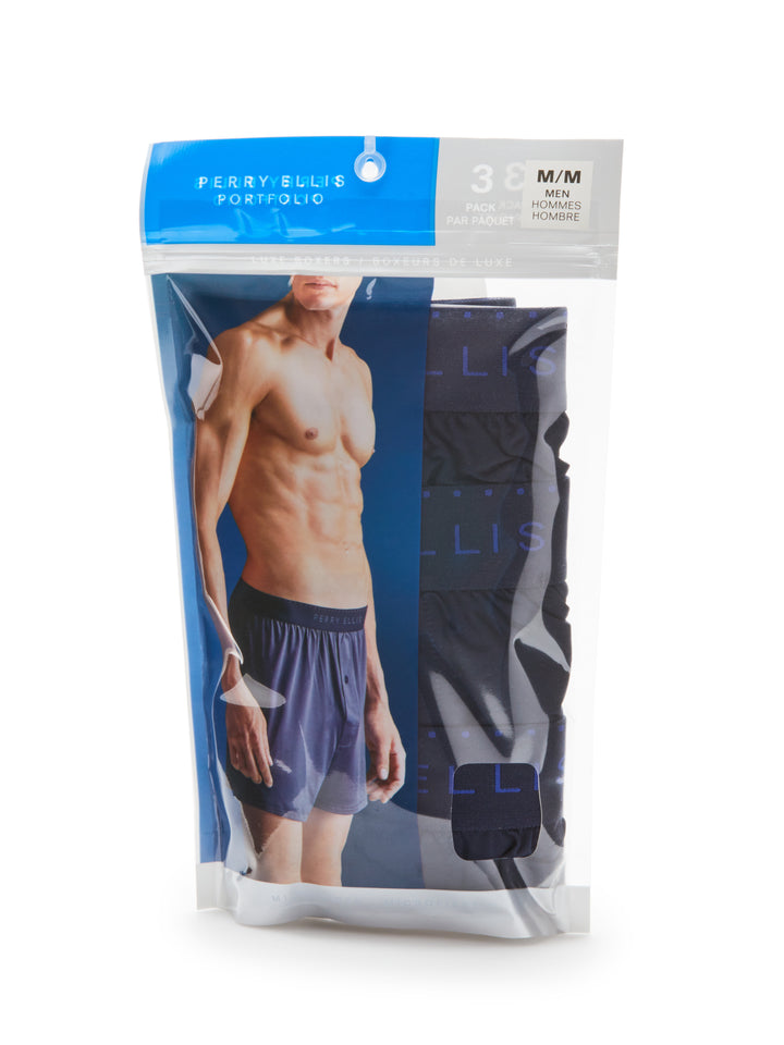 3 Pack All Black Boxer Short (Navy) 