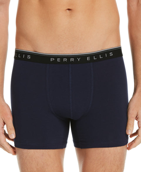 4 Pack Assorted Solid Stretch Boxer Brief Silver Perry Ellis