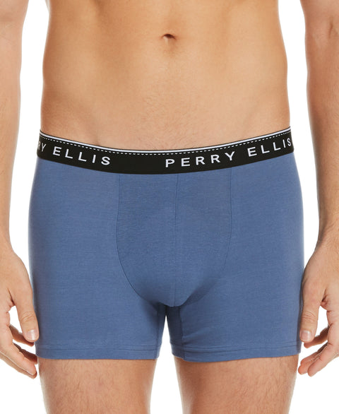 4 Pack Assorted Solid Stretch Boxer Brief Blue Perry Ellis