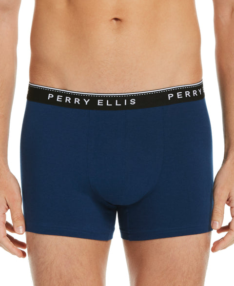 4 Pack Assorted Solid Stretch Boxer Brief Dark Sapphire Perry Ellis