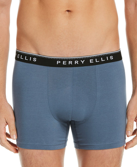 4 Pack Assorted Solid Stretch Boxer Brief Dark Sapphire Perry Ellis