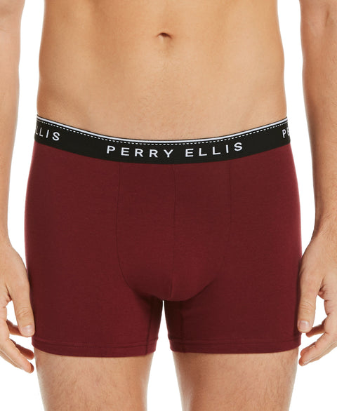 4 Pack Assorted Solid Stretch Boxer Brief Blue Perry Ellis