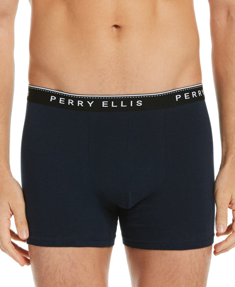 4 Pack Assorted Solid Stretch Boxer Brief Blue Perry Ellis