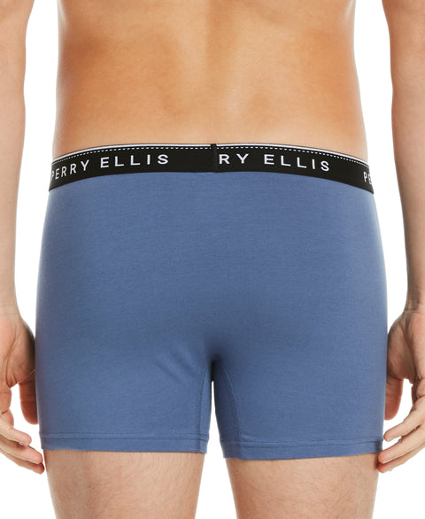 4 Pack Assorted Solid Stretch Boxer Brief Blue Perry Ellis