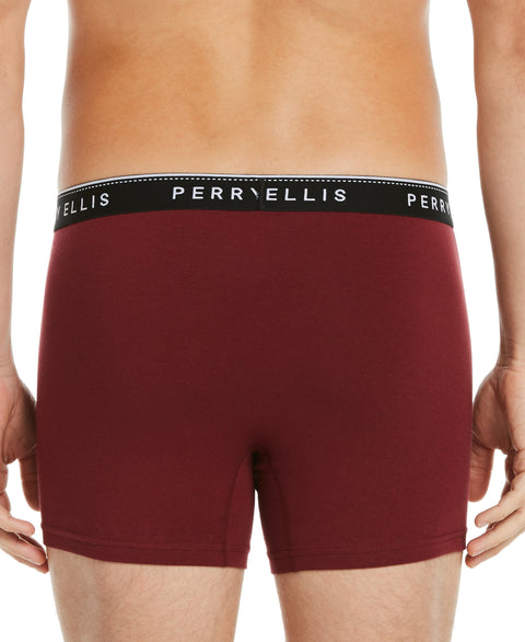 4 Pack Assorted Solid Stretch Boxer Brief Blue Perry Ellis
