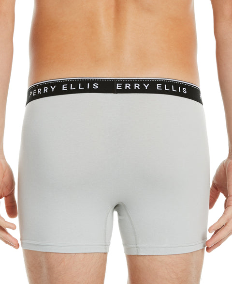 4 Pack Assorted Solid Stretch Boxer Brief Blue Perry Ellis