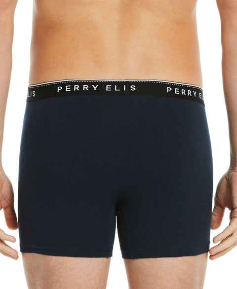 4 Pack Assorted Solid Stretch Boxer Brief Blue Perry Ellis