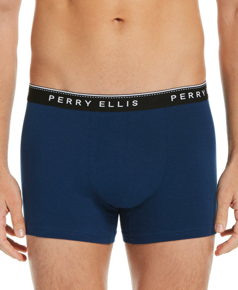 4 Pack Assorted Solid Stretch Boxer Brief Dark Sapphire Perry Ellis