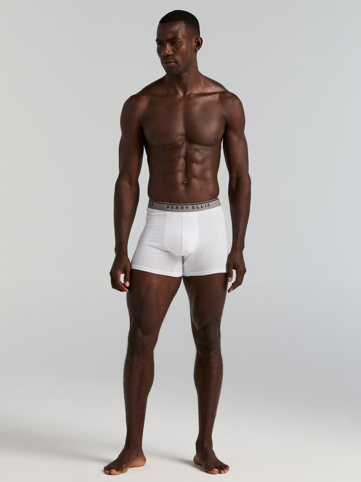 Solid Cotton Stretch Boxer (White) 